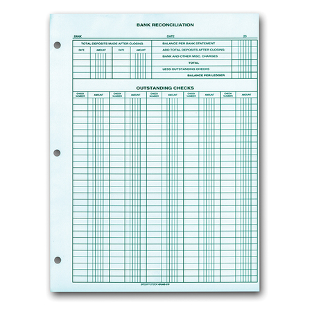 ASP Bank Reconciliations, 8 1/2" X 11", 25 Per Pack Pk 8001